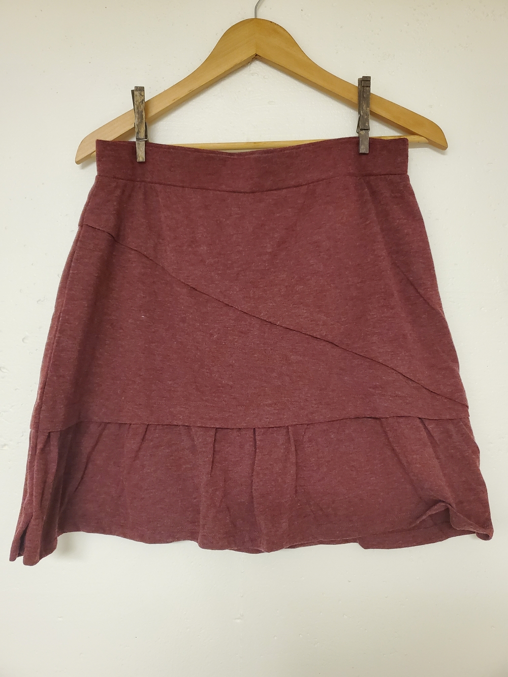 Prana Wine A-Line Ruffle Hem Skirt